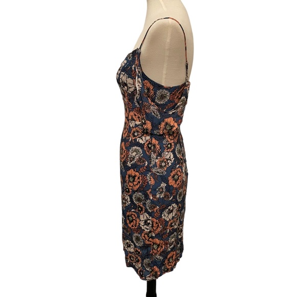 ASTR Navy Blue Floral Orange Midi Dress - Picture 3 of 4
